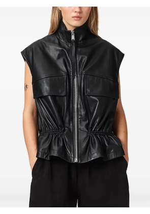 AllSaints Flor leather gilet - Black
