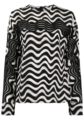 Stella McCartney draped sleeves wave print blouse - White