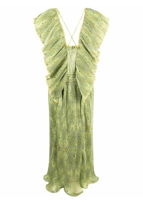 Stella McCartney abstract-print plissé dress - Green