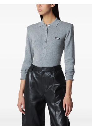ROTATE BIRGER CHRISTENSEN logo-patch long-sleeve polo shirt - Grey
