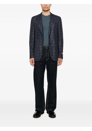 Isaia gingham-check notched-lapel blazer - Blue