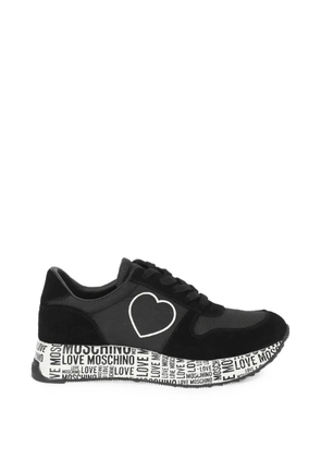 Moschino heart-motif suede-panel sneakers - Black