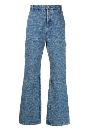 Off-White floral-embroidery carpenter jeans - Blue