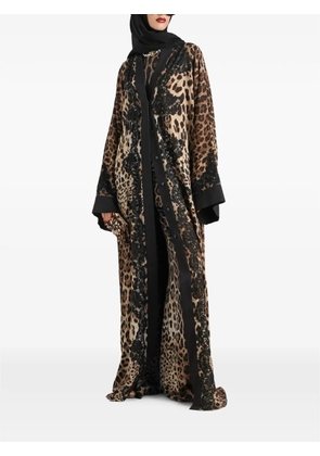 Dolce & Gabbana leo-print charmeuse trousers - Neutrals