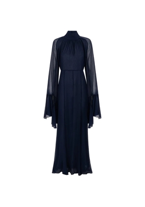 CAYET Yara ruffled-sleeve maxi dress - Blue