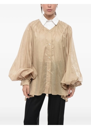 THELATEST balloon-sleeves V-neck shirt - Pink