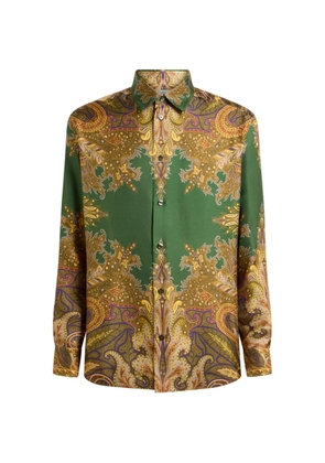 ETRO silk twill shirt with placed Paisley pochette print - Green