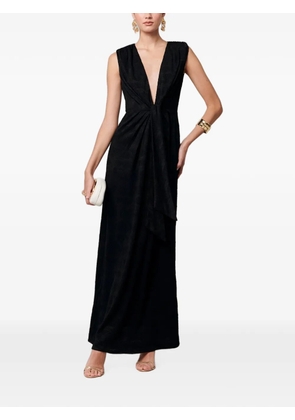 SÁVEL Gisella palm-jacquard knotted maxi dress - Black