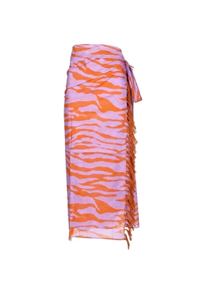 The Attico animal-print fringed skirt - Purple