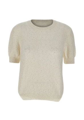 Gran Sasso sequin-embellished short-sleeve sweater - Neutrals