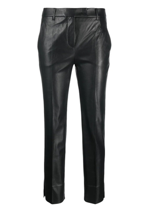 Incotex slim-cut faux-leather trousers - Black