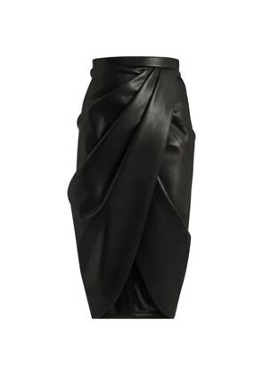 Balmain draped lambskin midi skirt - Black