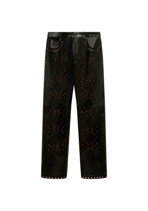 Marni black leather trousers with studded front