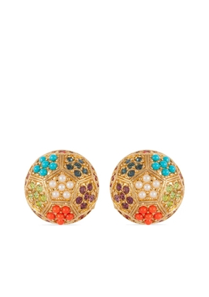 Susan Caplan Vintage 1980s D'orlan crystal-embellished clip-on earrings - Gold