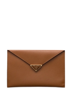 Prada Saffiano-leather envelope clutch - Brown