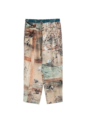 Pierre-Louis Mascia Aloe landscape-print drawstring trousers - Neutrals