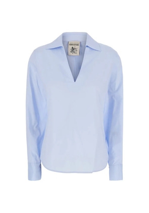 Semicouture V-neck long-sleeve blouse - Blue