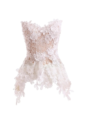 Gemy Maalouf floral-lace peplum top - White