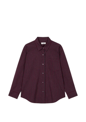 TOMBOY check-pattern button-down cotton shirt - Red