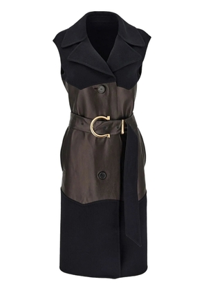 Ferragamo panelled belted sleeveless trench coat - Black