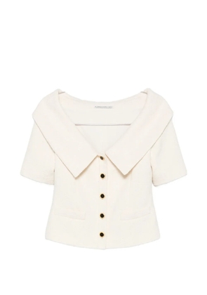 Alessandra Rich off-shoulder button-up jacket - Neutrals