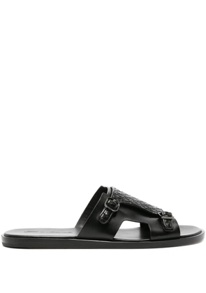 Santoni Duo leather slides - Black