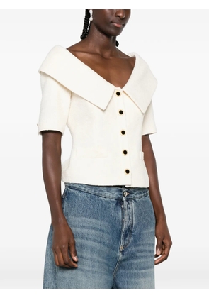 Alessandra Rich off-shoulder button-up jacket - Neutrals