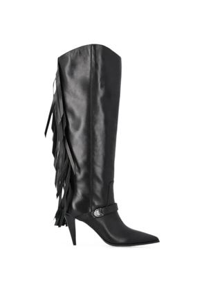 PINKO fringe-detail leather boots - Black
