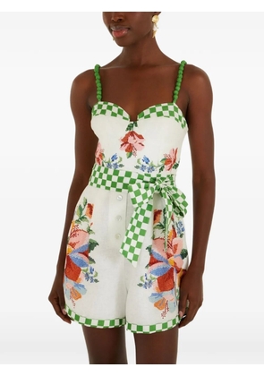 FARM Rio Calm Breeze floral-print playsuit - White
