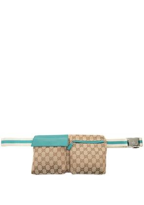 Gucci Pre-Owned 2000-2015 GG Canvas Web Double Pocket belt bag - Neutrals