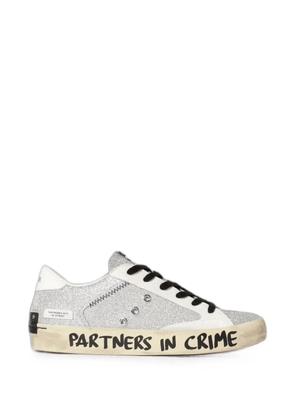 Crime London distressed glitter-detail sneakers - Silver