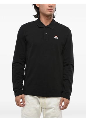 Diesel logo-print long-sleeve polo shirt - Black