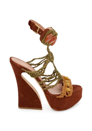 Alberta Ferretti bead-embellishment heeled sandals - Brown