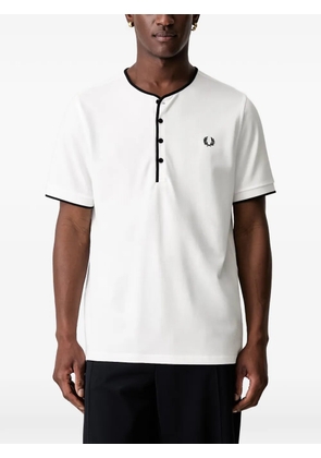 Fred Perry logo-embroidered henley T-shirt - White