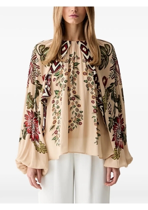 FARM Rio floral-print ruffled blouse - Neutrals