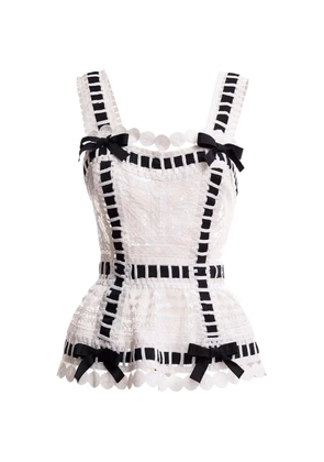 Gemy Maalouf ribbon-detail peplum corset - White