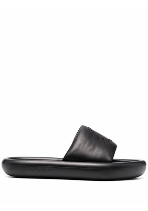 Stella McCartney perforated logo slides - Black