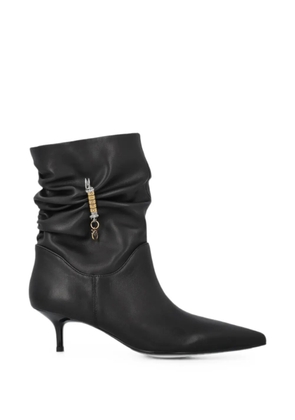 PINKO ruched logo-charm ankle boots - Black