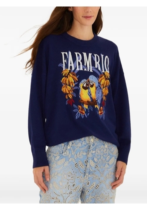 FARM Rio Love Birds logo-embroidered intarsia-knit sweater - Blue