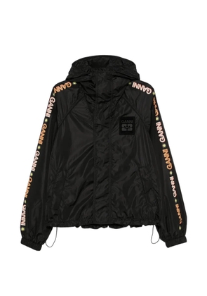 GANNI logo-print hooded jacket - Black