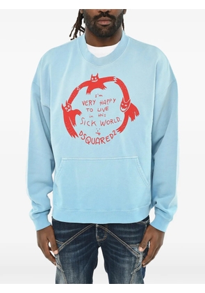 DSQUARED2 Brushed logo-print pouch-pocket sweater - Blue