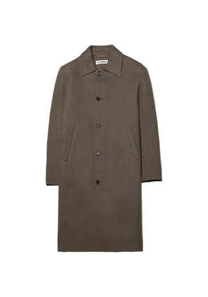 Jil Sander diagonal-weave single-breasted coat - Brown