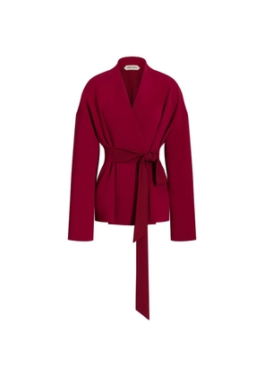Alberta Ferretti collarless wrap coat - Red