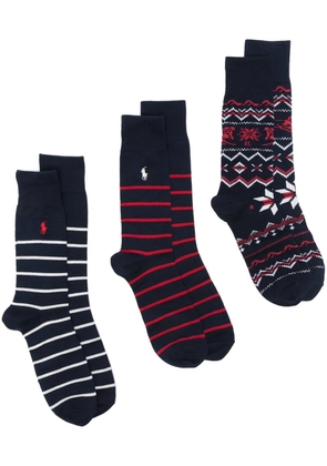Polo Ralph Lauren fair Isle and striped socks (pack of three) - Blue
