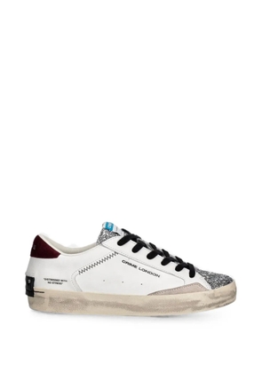 Crime London Distressed glitter-embellished sneakers - White