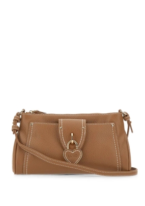 LIU JO small heart-lock crossbody bag - Brown