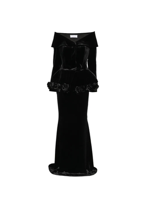 Adamaris floral-appliqué maxi skirt and top set - Black