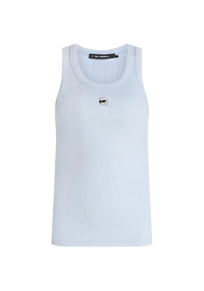 Karl Lagerfeld Ikonik-patch ribbed tank top - Blue