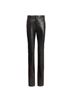 Balmain leather high-waisted trousers - Black