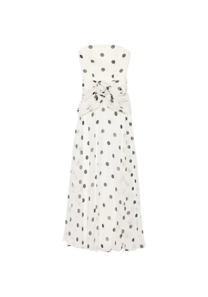 Adamaris polka-dot floral-appliqué maxi dress - White